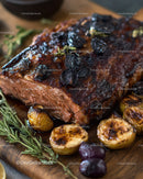 Succulent Roast Beef with Caramelized Brussels Sprouts and Herbs
