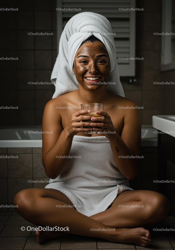 Relaxing Spa Facial with Natural Skincare Routine and Towel Wrap
