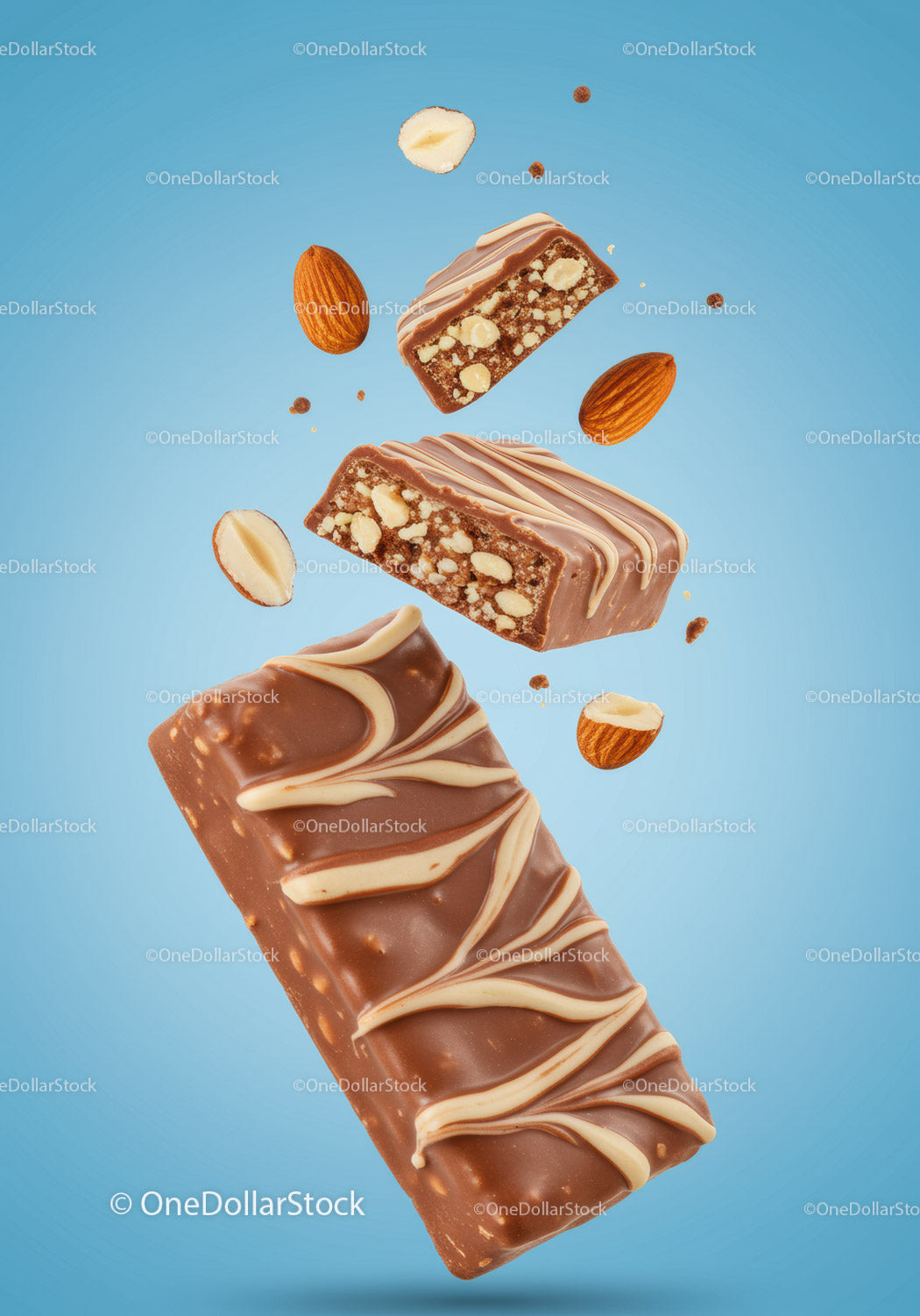Chocolate Nut Bar with Almonds and Creamy Swirls