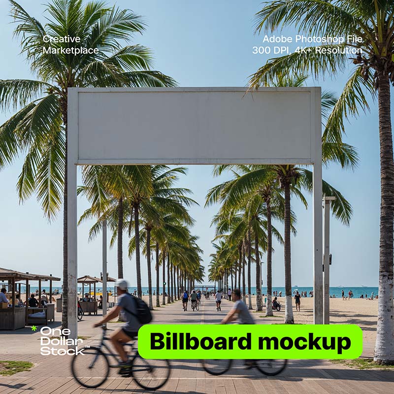 editable PSD mockup for Beach billlboard
