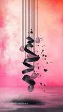 Contemporary Abstract Black Spiral Sculpture with Floating Elements