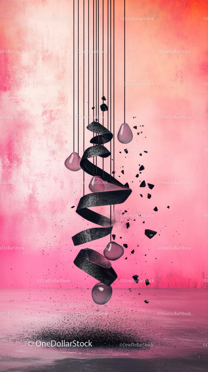 Contemporary Abstract Black Spiral Sculpture with Floating Elements