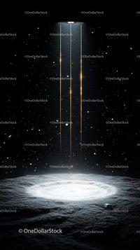 Spectacular Space Scene with Bright Stars and Cosmic Light Beams