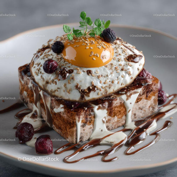Gourmetowy pudding chlebowy z karmelem i owocowymi dekoracjami