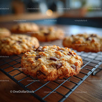 Freshly Baked Chocolate Chip Cookies on Cooling Rack