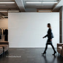 Blurred businesswoman walking in modern office lobby
