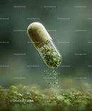 Herbal Microgreens in Capsule with Sprouting Green Microgreens