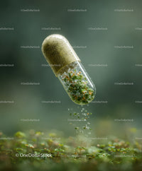 Herbal Microgreens in Capsule with Sprouting Green Microgreens