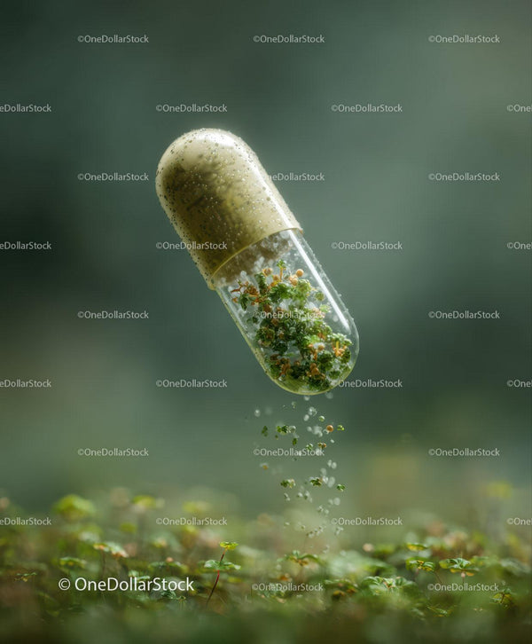 Floating Transparent Capsule With Greenery Inside