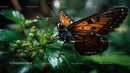 Close-up of Vibrant Monarch Butterfly on Green Leaves