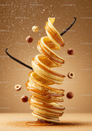 Swirling Pancake Stack with Caramel and Hazelnuts