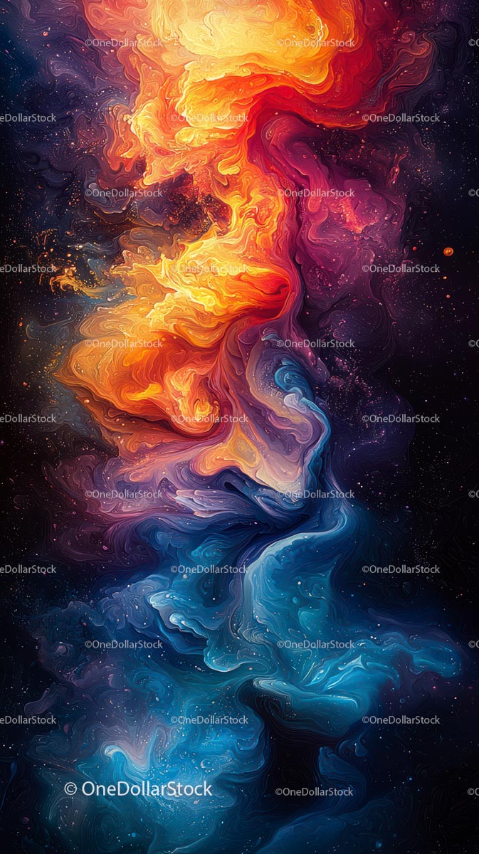 Abstract Swirling Colors in Space Inspired Digital Artwork