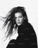 Striking Black and White Portrait of a Beautiful Young Woman