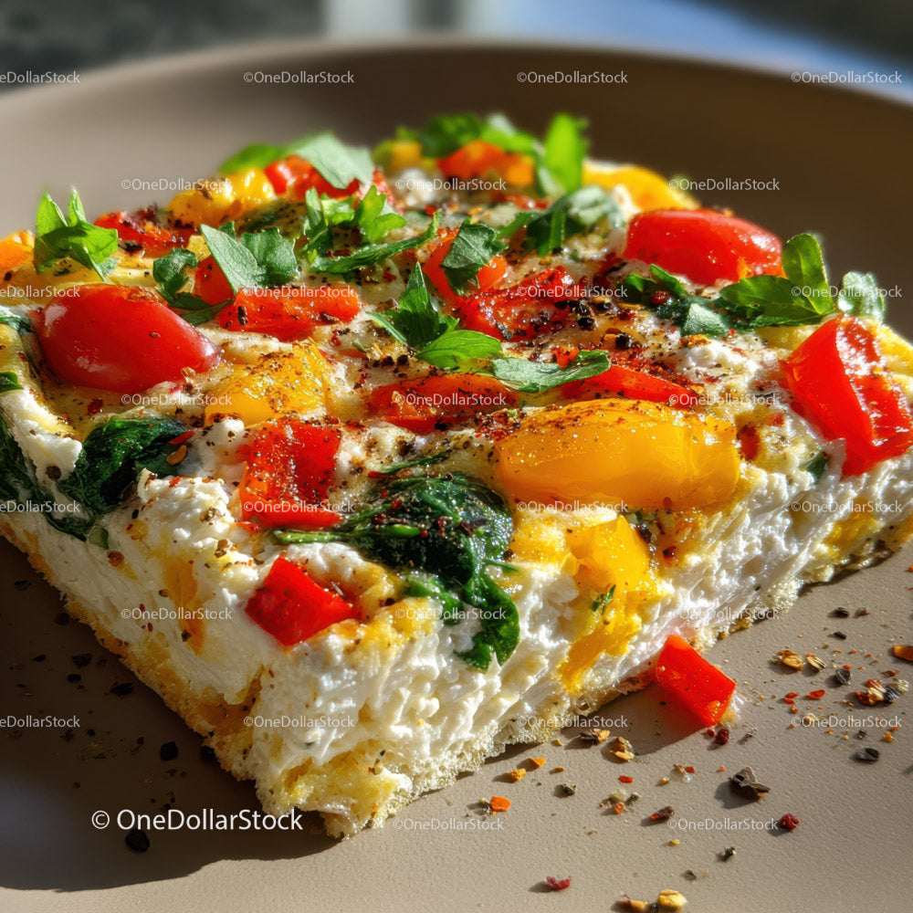 Colorful Vegetable Frittata with Red Bell Peppers and Tomatoes