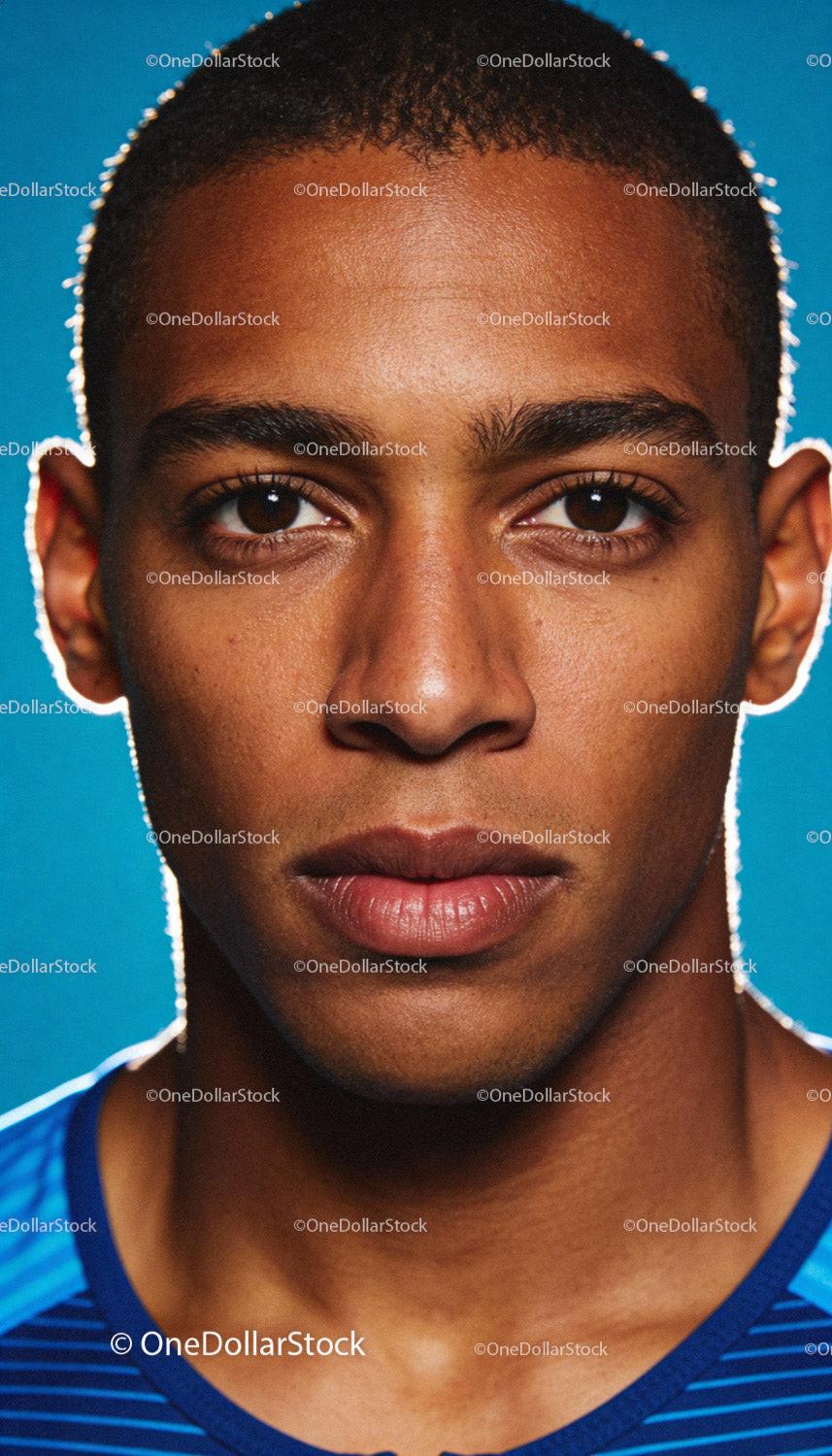 Close up of focused young male athlete in sportswear