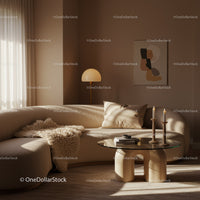 Cozy Curved Sofa and Modern Coffee Table in Living Room