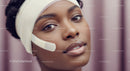 Close-up of a Young Woman with Headband and Medical Patch in Healthcare Setting