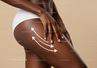 Close-up of Dark-Skinned Woman Playing with Her Thighs in White Underwear