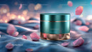 Glass Container with Floating Rose Petals in Tranquil Setting