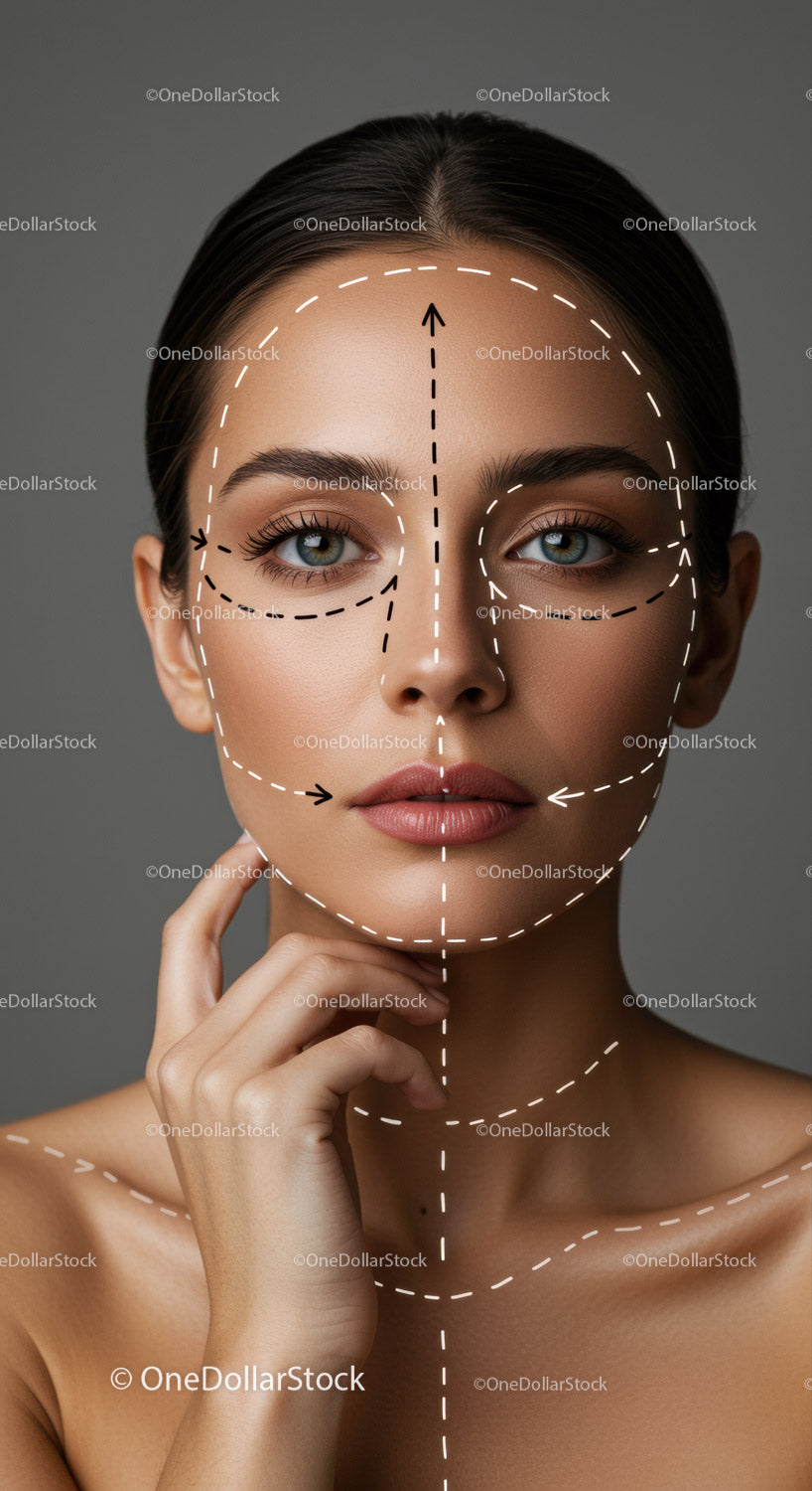 Facial Contouring and Skincare Concept for Beauty and Wellness