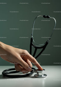 Close-up of a doctor hand holding a stethoscope for medical checkup