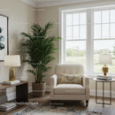 Modern Cozy Living Room with Large Window and Indoor Plant