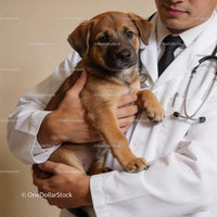 Veterinarian Cradling Young Puppy with Care and Compassion