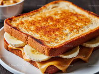Sandwich with Banana Slices and Melted Cheese on Toast