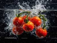 Fresh Ripe Tomatoes Splashing into Water in Vibrant Food Scene