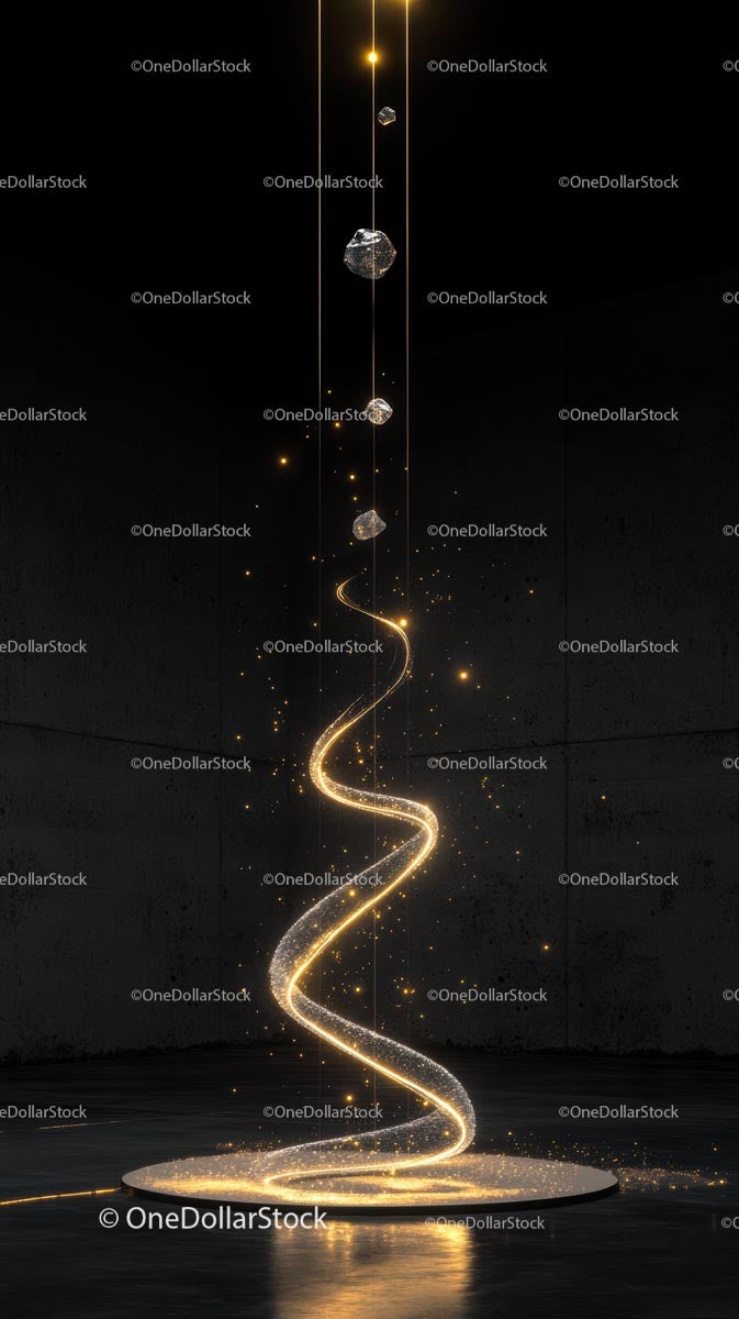 Elegant Gold Spiral with Sparkling Light in Futuristic Digital Art