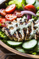 Grilled Chicken Salad with Fresh Vegetables and Herb Dressing