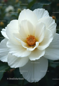 Elegant White Camellia Flower in Bloom with Soft Petals