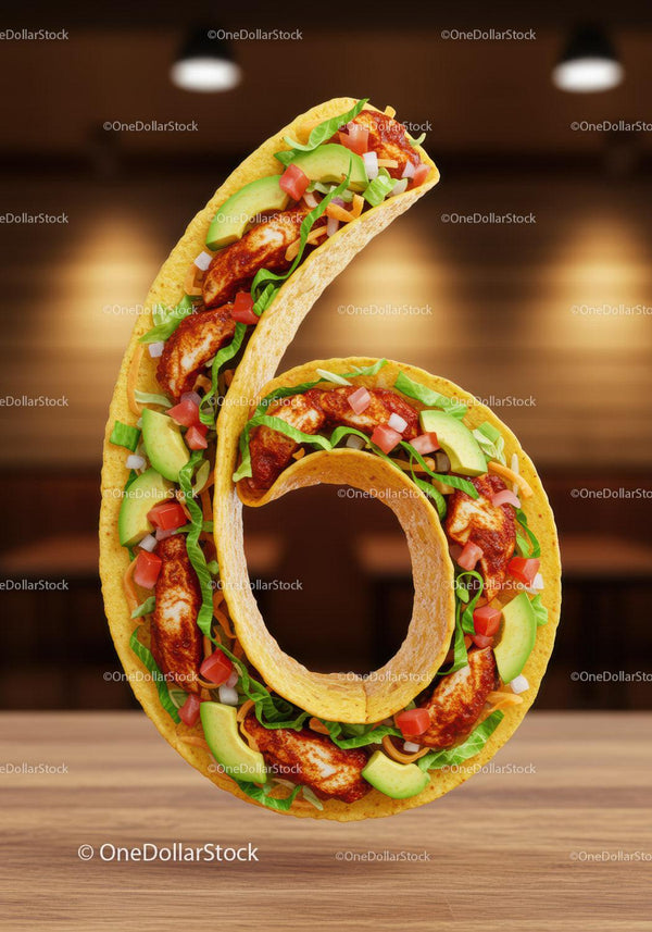 Tasty Taco Number Six with Fresh Ingredients on Table