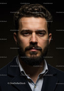 Portrait of thoughtful man with curly hair and beard