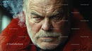 Close-up of Elderly Man with Deep Wrinkles and Intense Expression