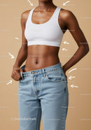 Confident Woman in White Sports Bra and Blue Jeans