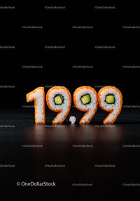 Creative Sushi Rolls Shaped as 19.99 Price on Black