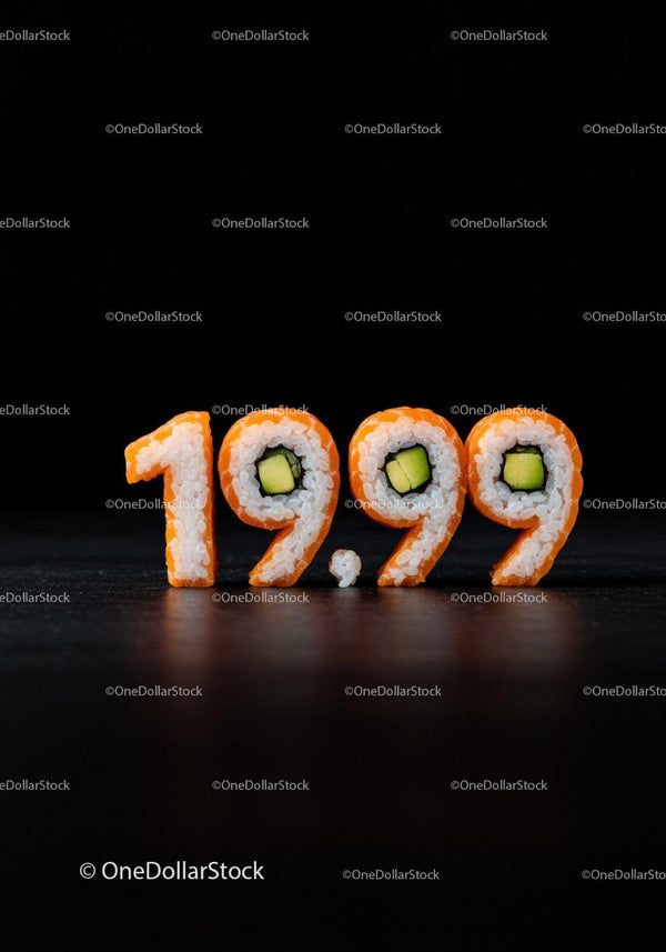 Creative Sushi Rolls Shaped as 19.99 Price on Black