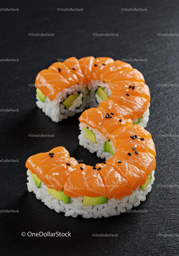 Fresh salmon avocado sushi roll on black slate