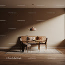 Cozy Modern Dining Room with Wooden Table and Beige Walls