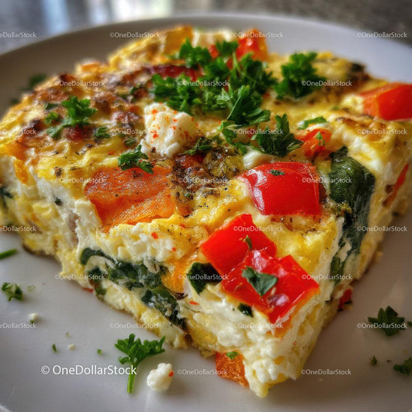Vegetable Frittata with Red Bell Peppers and Fresh Herbs
