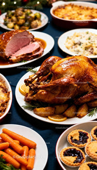 Traditional Thanksgiving Dinner with Roasted Turkey and Sides