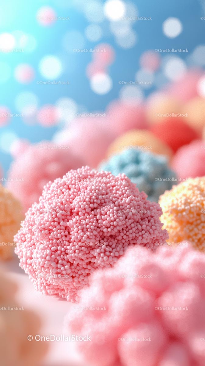 Colorful Cotton Candy with Pastel Shades and Fluffy Texture