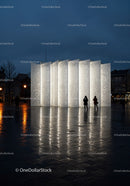 Modern Artistic Light Sculpture in Urban Night Setting