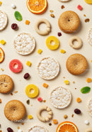 Assorted healthy snacks and dried fruits flat lay