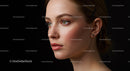 Elegant Portrait of a Woman with Flawless Skin and Stylish Hairpin
