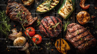 Juicy Grilled Steak with Vegetables and Fresh Herbs