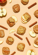 Mini pancakes with applesauce cinnamon and fresh sliced apples