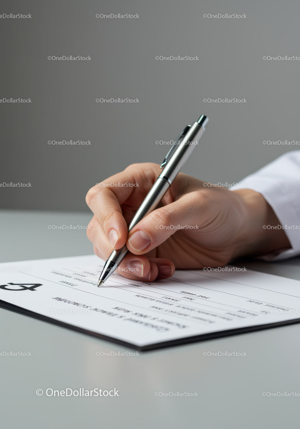 Professional Hand Signing Check in Modern Office Environment