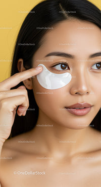 Young Woman Applying Under-Eye Patch for Beauty and Skincare